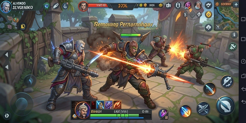 Tampilan gameplay strategi menarik dalam ALVENDO yang penuh aksi.