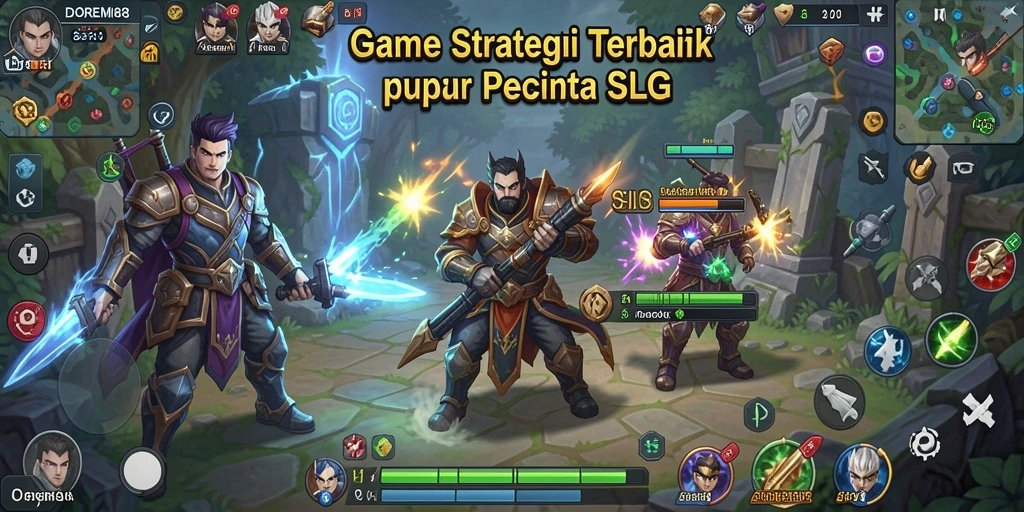 Screenshot DOREMI88 menunjukkan pertempuran yang intens dalam gameplay SLG.