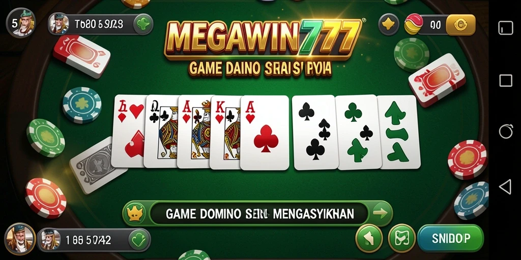 Screenshot utama MEGAWIN777 menampilkan gameplay Domino yang menarik.