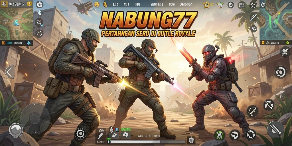 Tampilan gameplay NABUNG77 yang intens dalam pertempuran Battle Royale.
