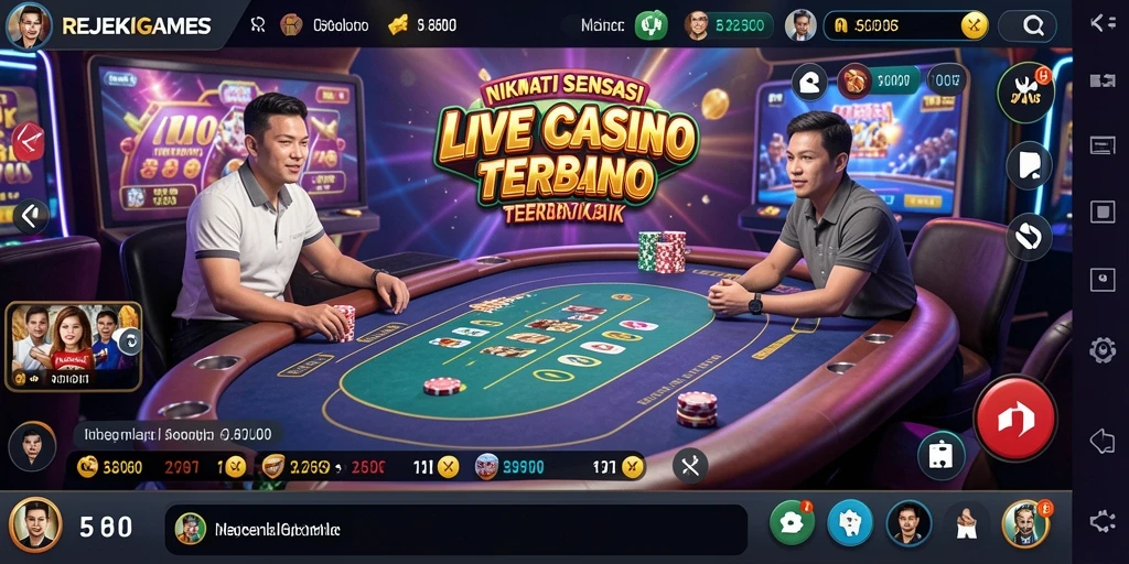 Screenshot menampilkan dealer langsung dalam aksi permainan Live Casino.